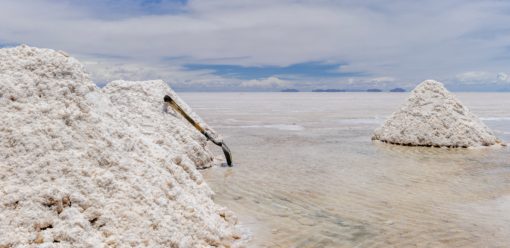 Lithium extraction mines on the South American salt flats.